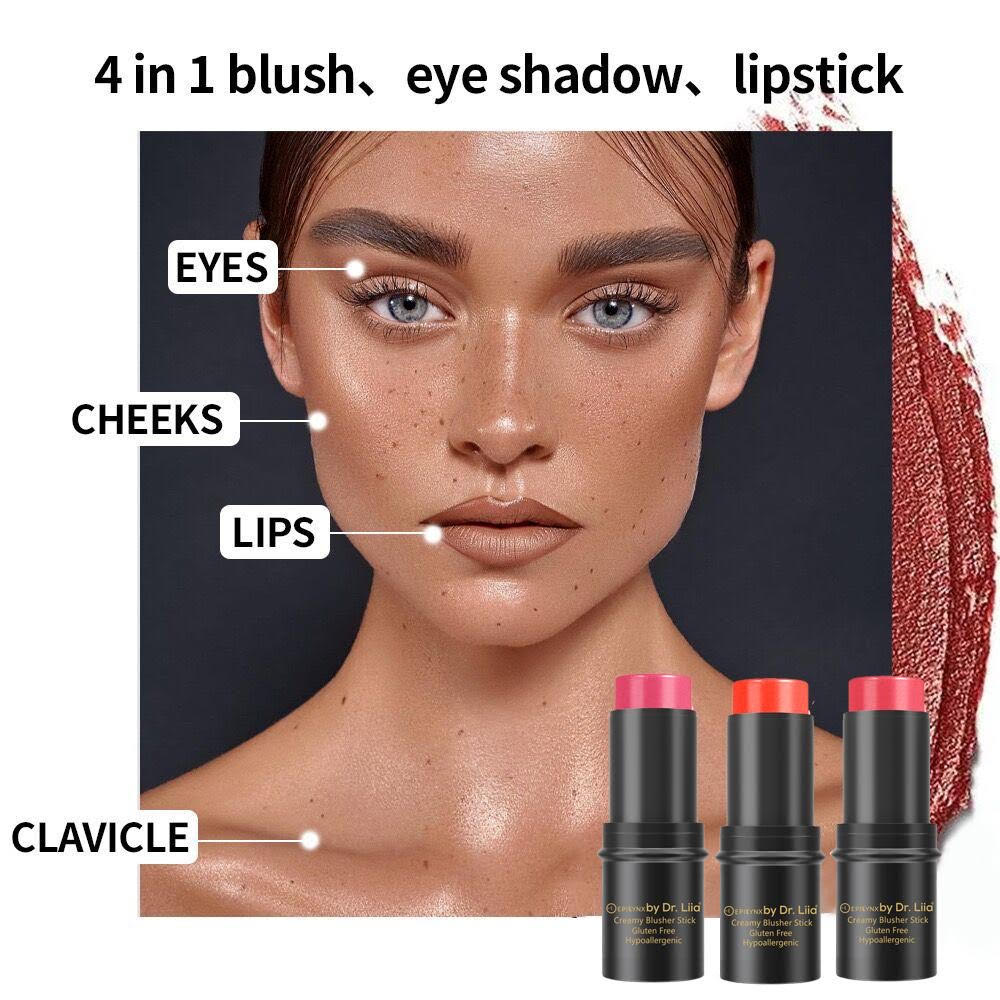 Compact Blush Stick for Cheeks, Lips, Eyes