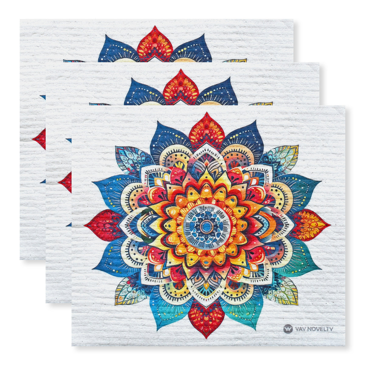Colorful mandala reusable Swedish dishcloths