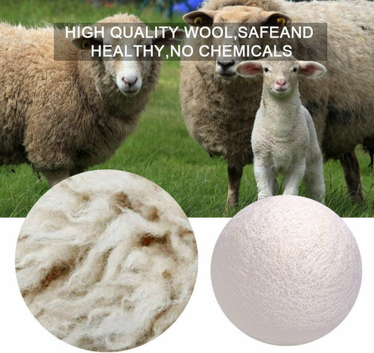 Eco-Friendly Wool Dryer Balls 6 Pack - Reusable Natural Laundry Balls