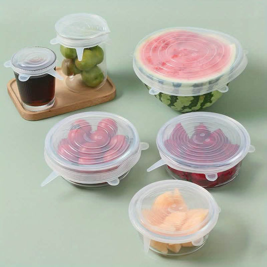 Reusable silicone stretch lids, 6-pack