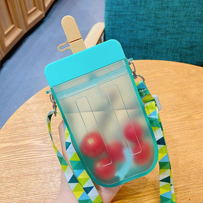 Popsicle Straw Cup Water Bottle with Rope, 300ml