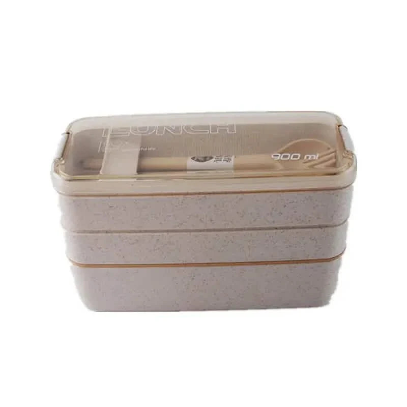 3 Layer Stackable Bento Box Lunch Kit with Spoon Fork