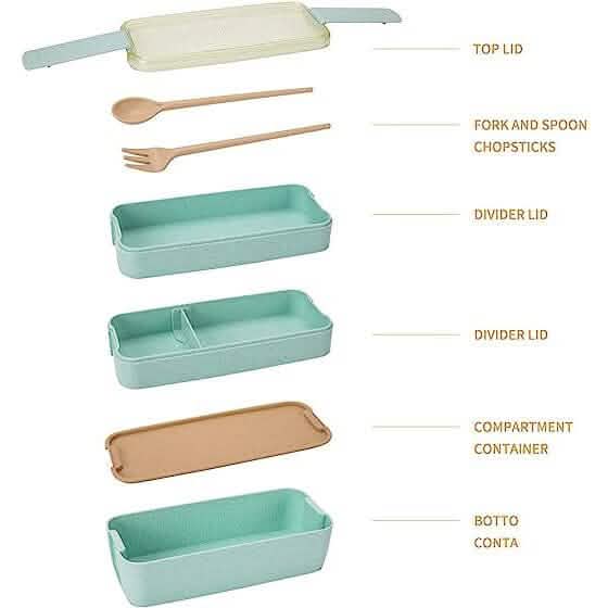 3 Layer Stackable Bento Box Lunch Kit with Spoon Fork