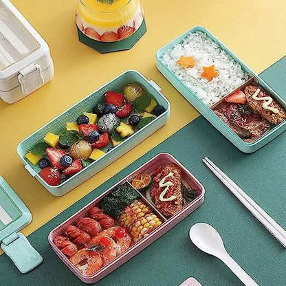 3 Layer Stackable Bento Box Lunch Kit with Spoon Fork