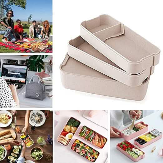 3 Layer Stackable Bento Box Lunch Kit with Spoon Fork