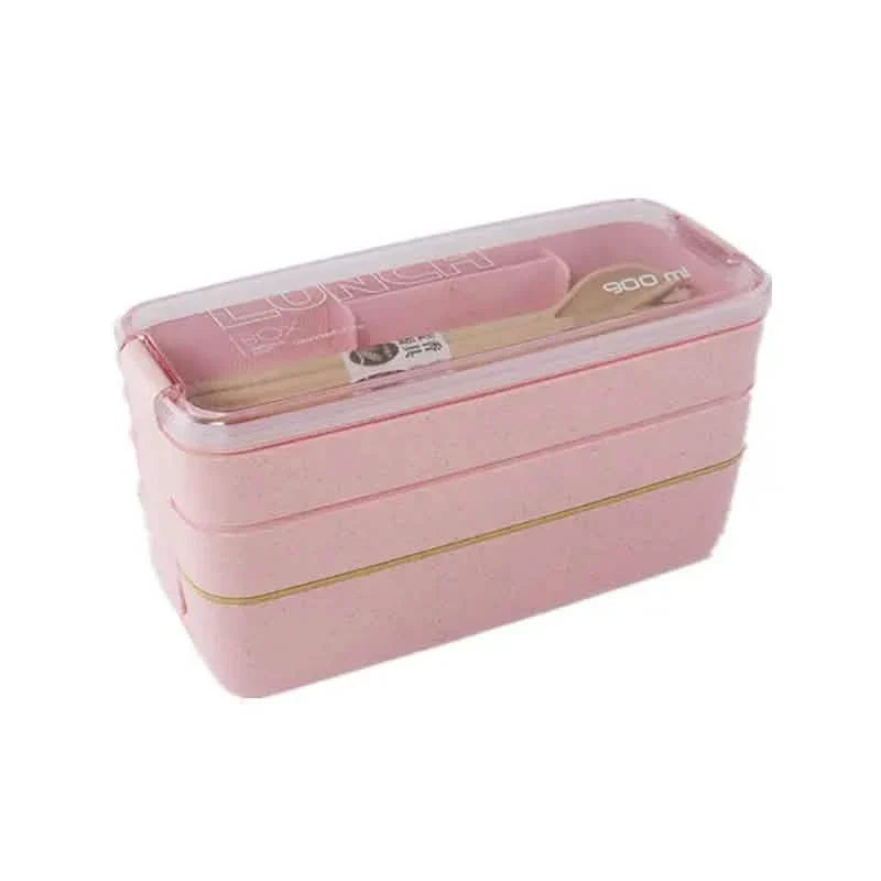 3 Layer Stackable Bento Box Lunch Kit with Spoon Fork