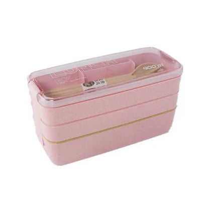 3 Layer Stackable Bento Box Lunch Kit with Spoon Fork