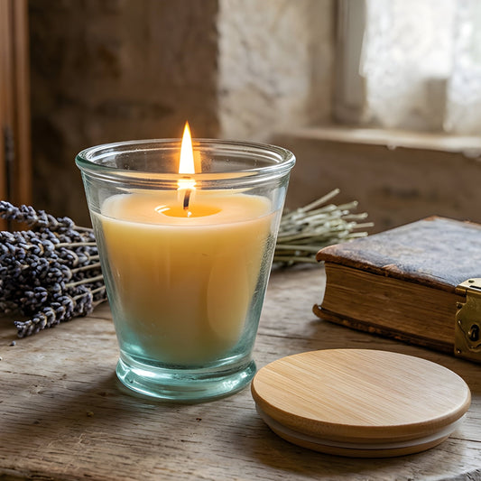 Beeswax Candle, 8 oz - Verra Recycled Glass Jar