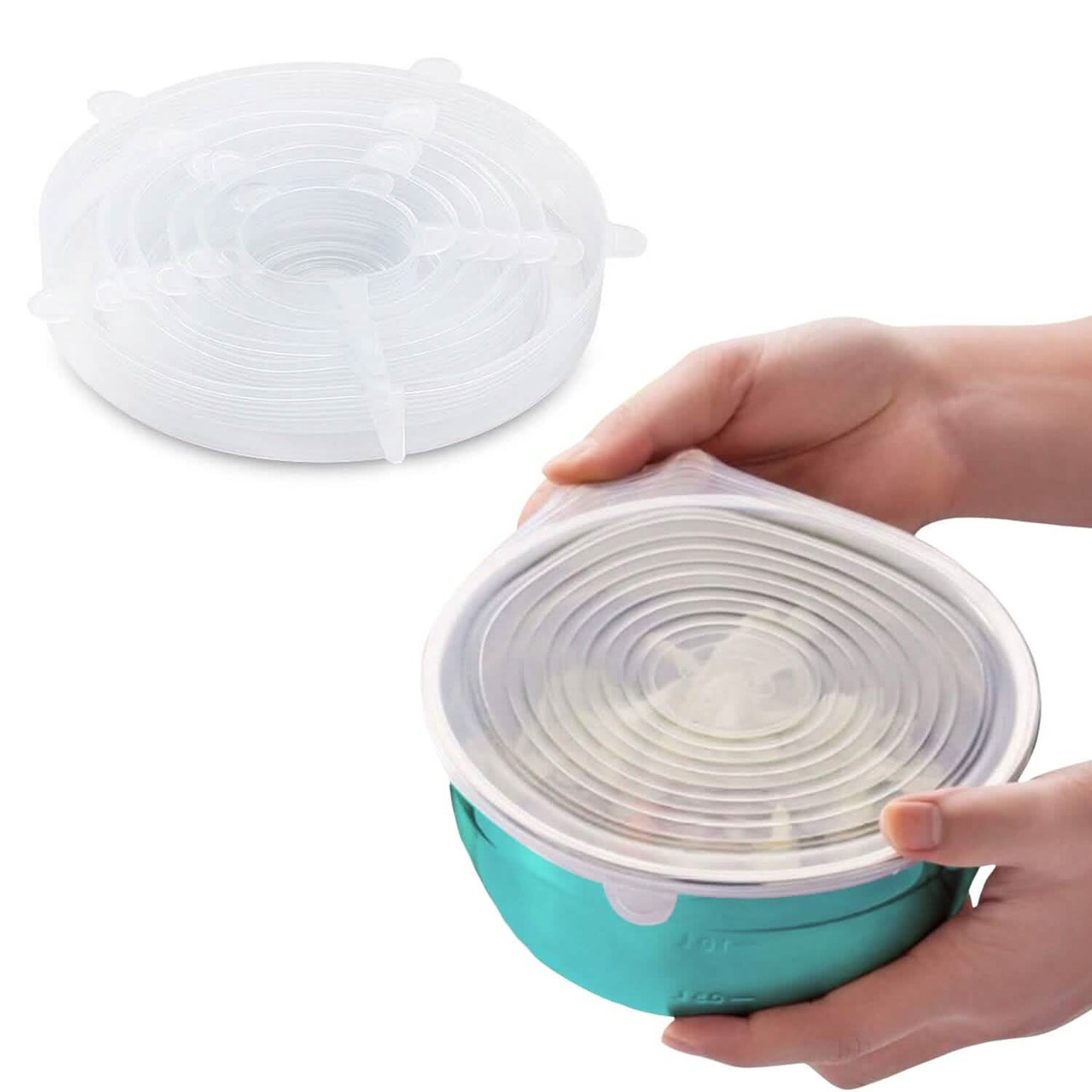 Silicone stretch lids, 6-pack, reusable food covers