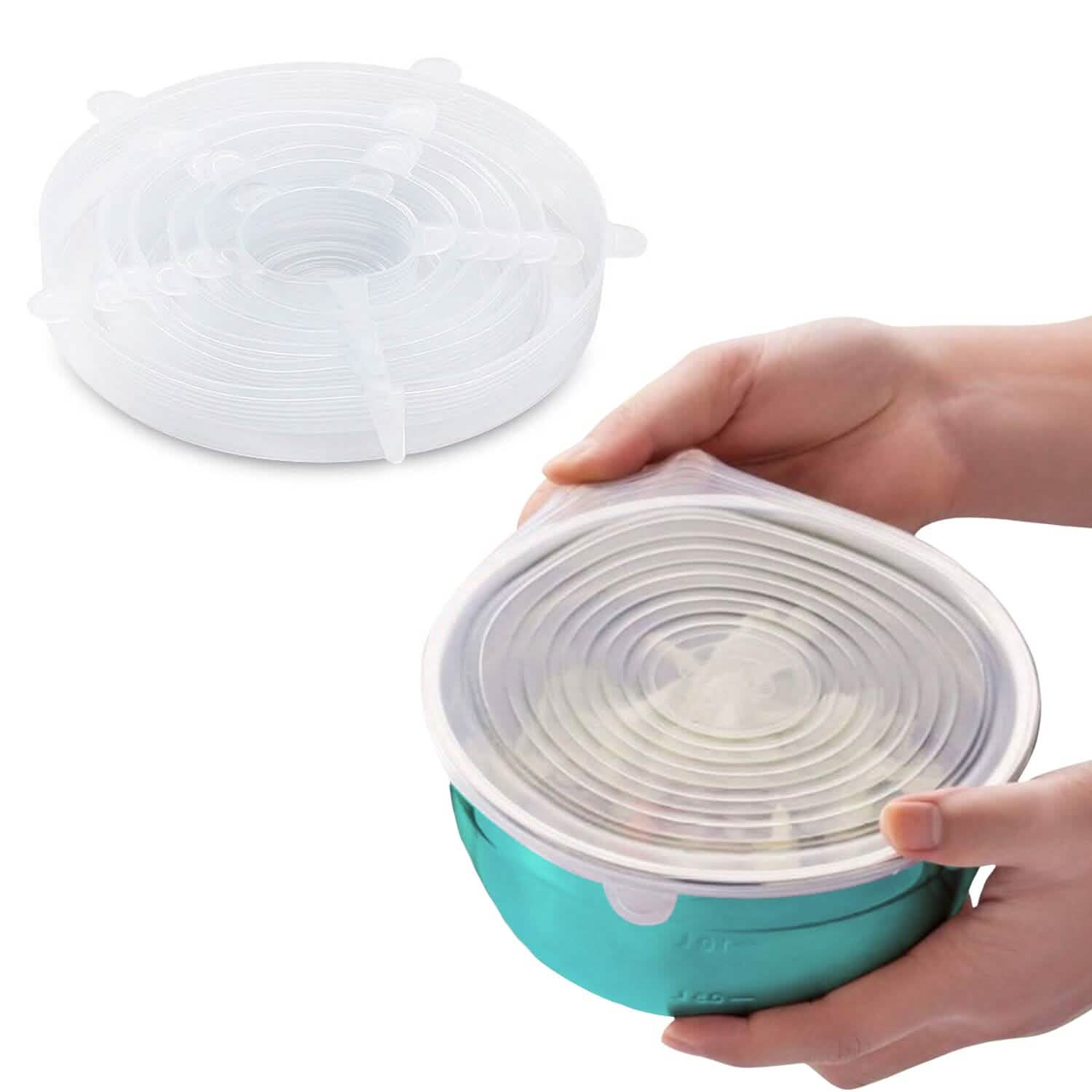 Silicone stretch lids, 6-pack, reusable food covers