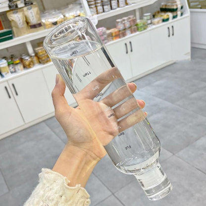 750ml Glass Water Bottle with Time Marker Leakproof Reusable