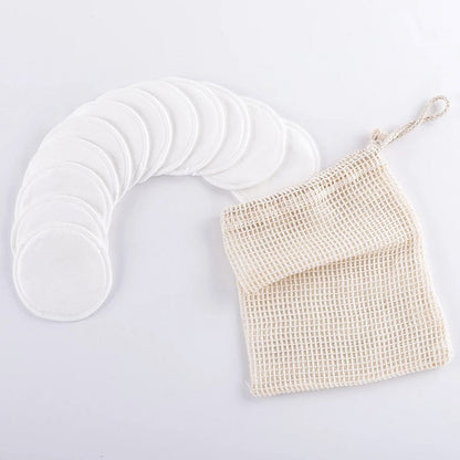 10 Reusable Organic Bamboo Cotton Facial Pads - Zero Waste Plastic
