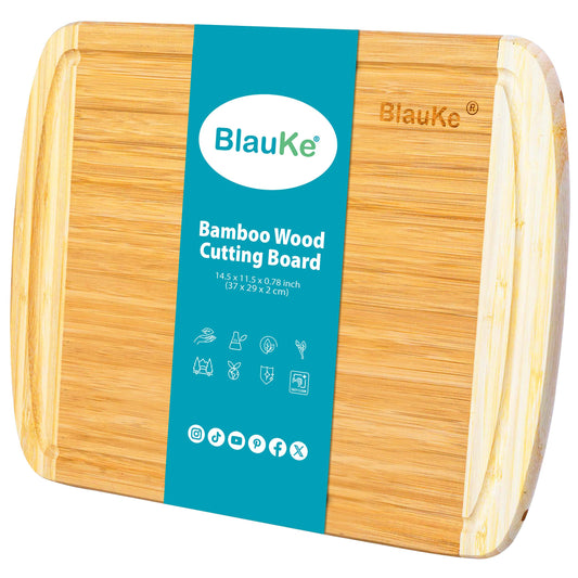 Large Bamboo Cutting Board 14x11 with Juice Groove Serving Tray