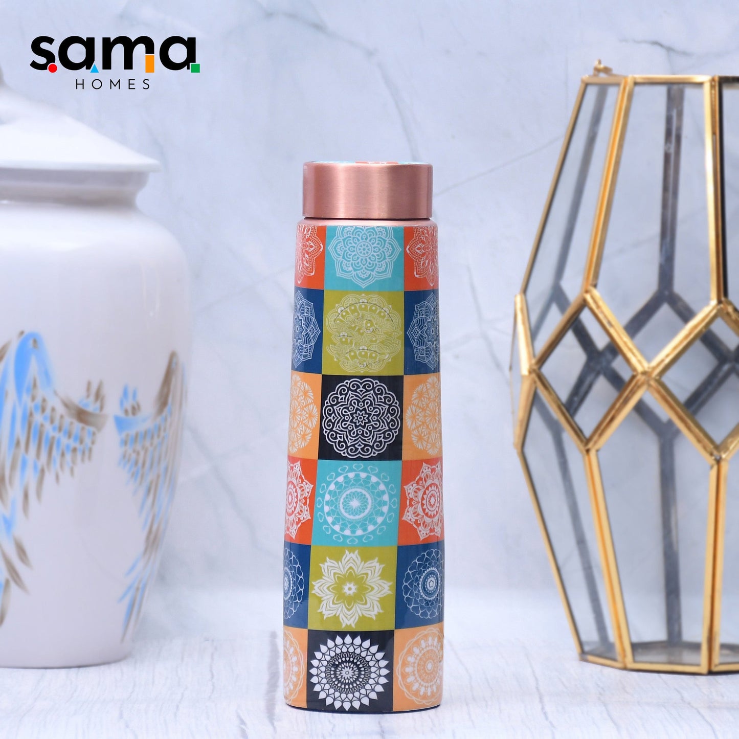 Premium Designed Copper Water Bottle Enamel Leak Proof Capacity 1000