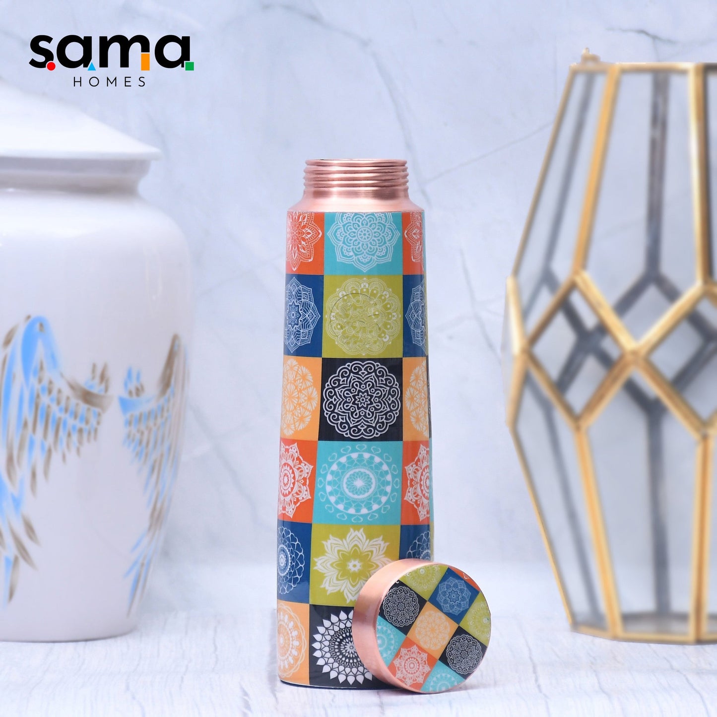 Premium Designed Copper Water Bottle Enamel Leak Proof Capacity 1000