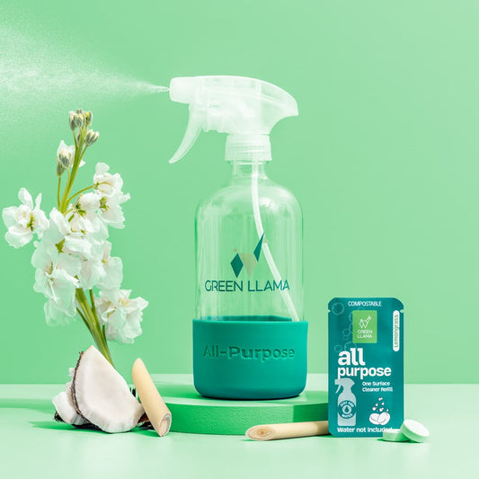 All-purpose glass spray bottle cleaning kit with lemongrass oil