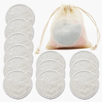 12PC Reusable Cotton Pads Washable Bamboo Makeup Remover Rounds