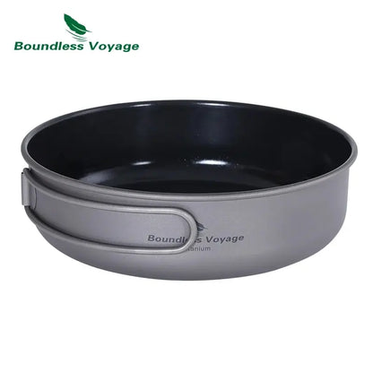 Titanium Non-Stick Frying Pan with Ceramic Coating and Folding Handle — Ultralight Camping & Picnic Skillet (5.9 in / 150 mm, 7.2 in / 182 mm)