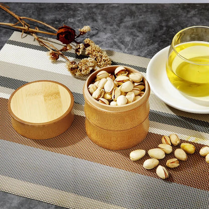 Natural Bamboo Tea Canister Food Storage Box Nut Spice Storage Box Tea Canister Eco-friendly Organizer Jar Kitchen Containers