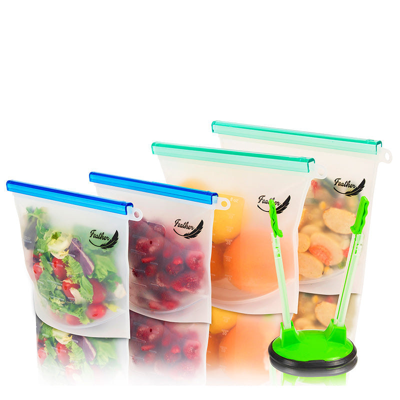Silicone Food Storage Bags – Reusable - 4 Pack