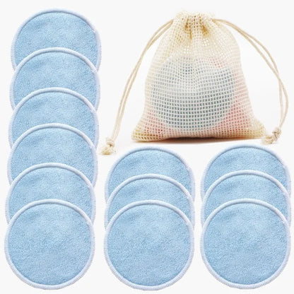 12PC Reusable Cotton Pads Washable Bamboo Makeup Remover Rounds