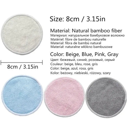 12PC Reusable Cotton Pads Washable Bamboo Makeup Remover Rounds