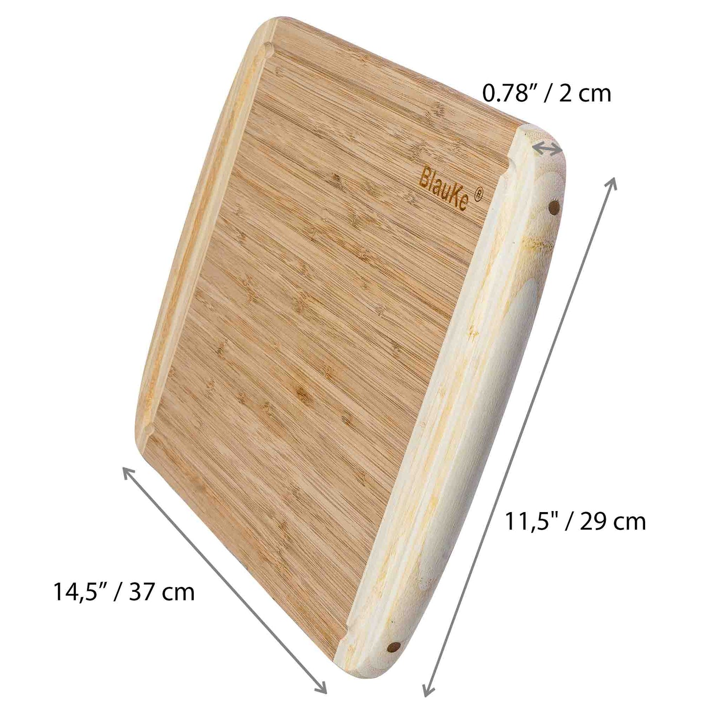 Large Bamboo Cutting Board 14x11 with Juice Groove Serving Tray