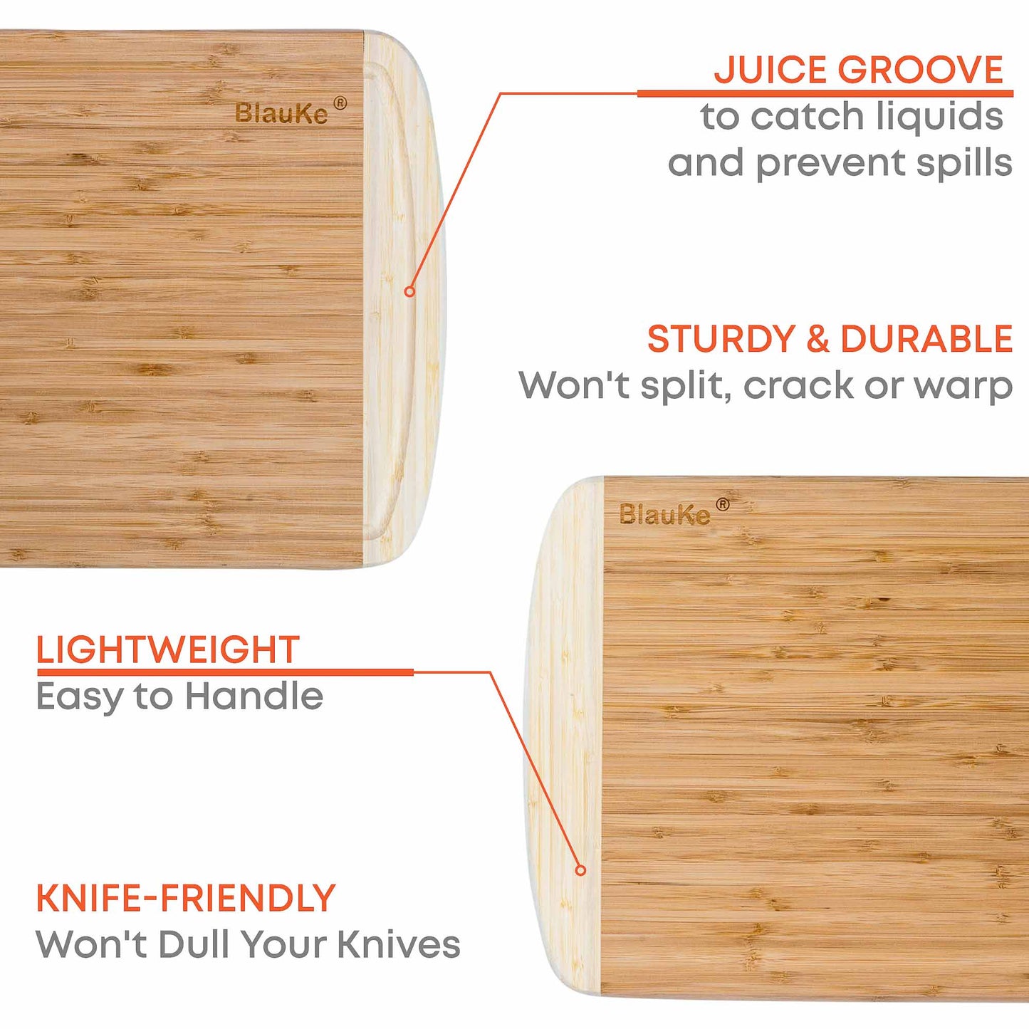 Large Bamboo Cutting Board 14x11 with Juice Groove Serving Tray