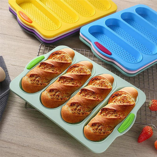 4-Grid Silicone Baguette Baking Mold - Non-Stick – detail view