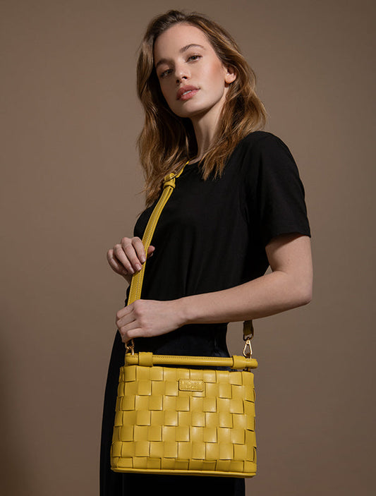 Bella Mustard Vegan Mini Crossbody Bag