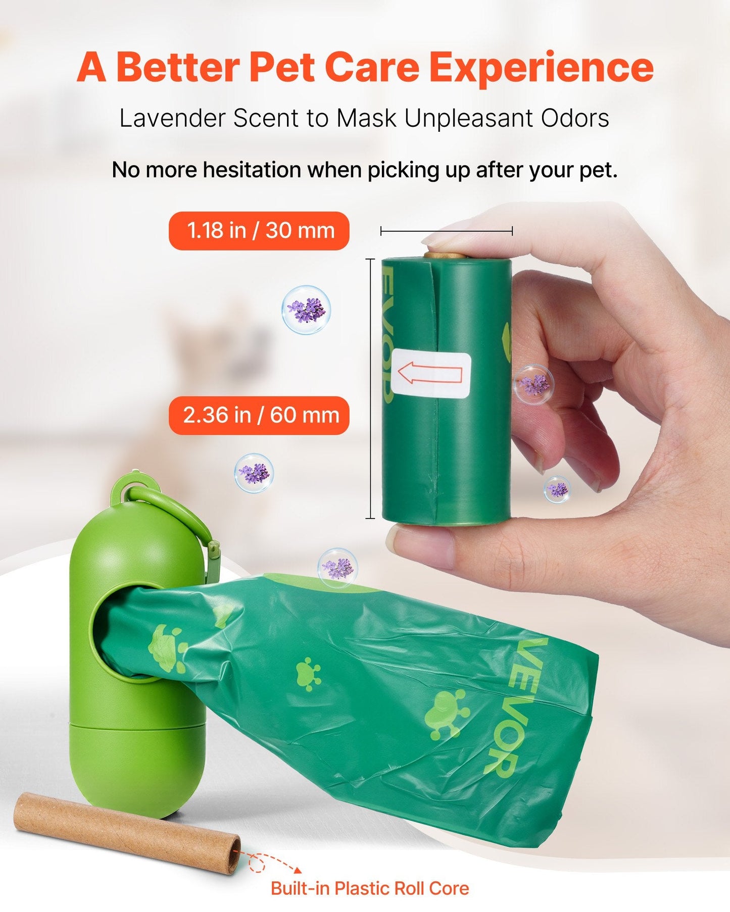 Thick Dog Poop Waste Bags Refill Rolls 270PCS Lavender Scented