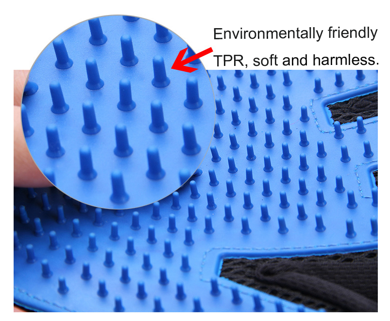 Textured TPR surface of the reusable pet hair removal glove