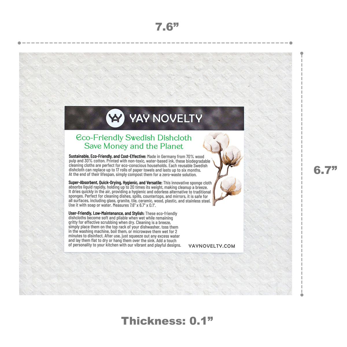 Reusable Swedish dishcloth size and thickness