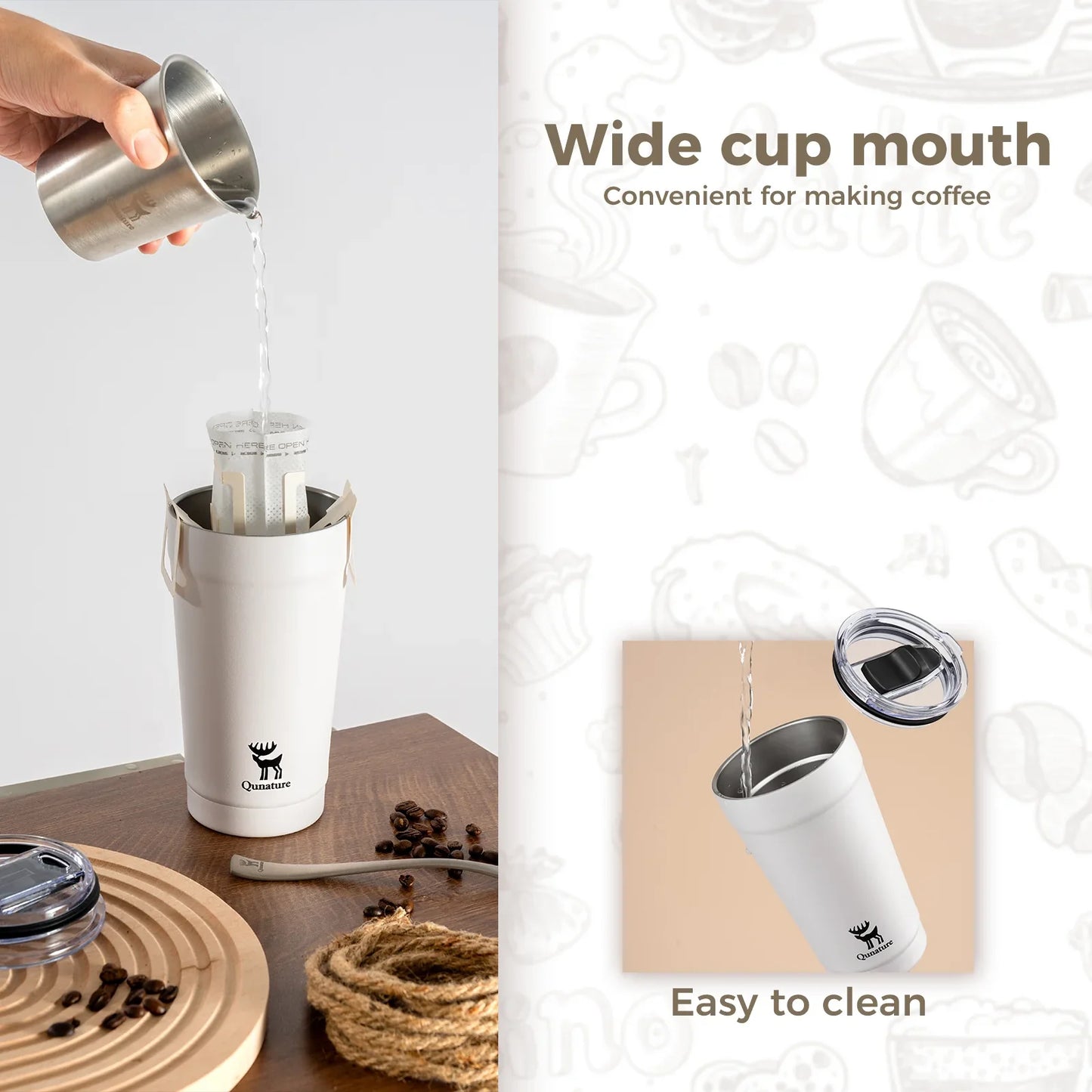 Stainless Steel Coffee Cup Eco Friendly 6 Hour Thermal Insulation