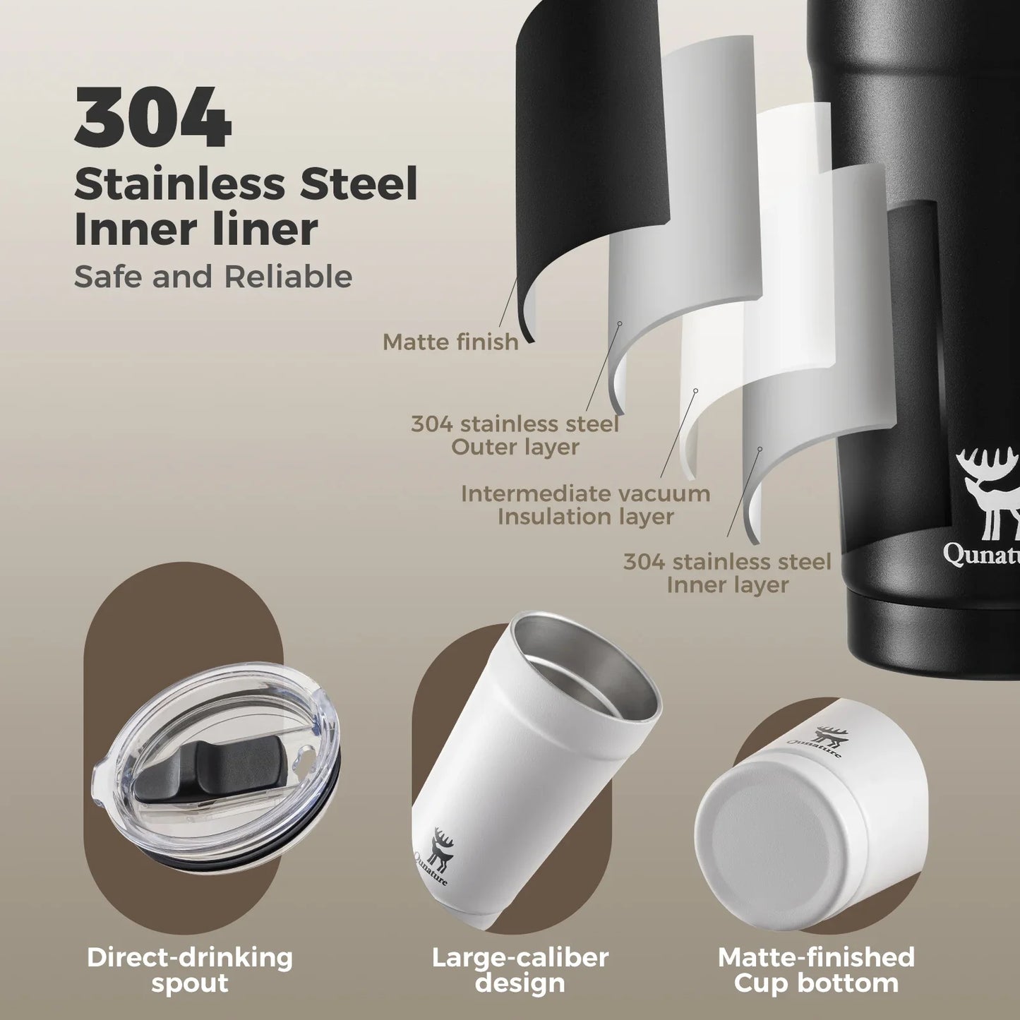 Stainless Steel Coffee Cup Eco Friendly 6 Hour Thermal Insulation